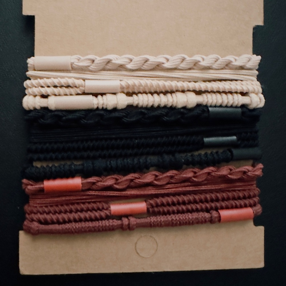 Boho Hair Tie Set of Braided Hair Ties/Bracelet in Neutral Tones